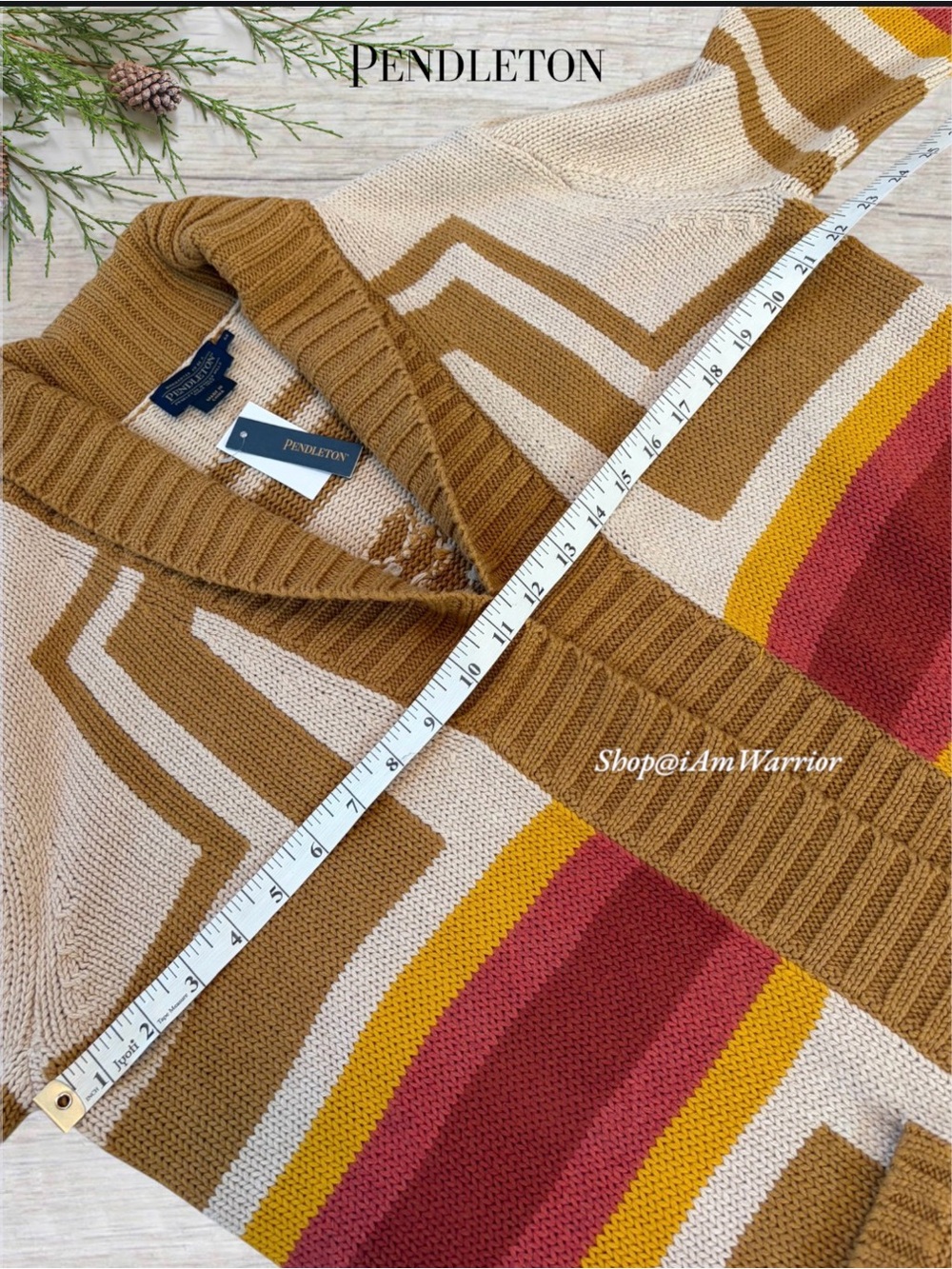 Pendleton NWT Heritage Ranch Striped Geometric Long Shawl Collar Pocket Cardigan - Picture 7 of 11